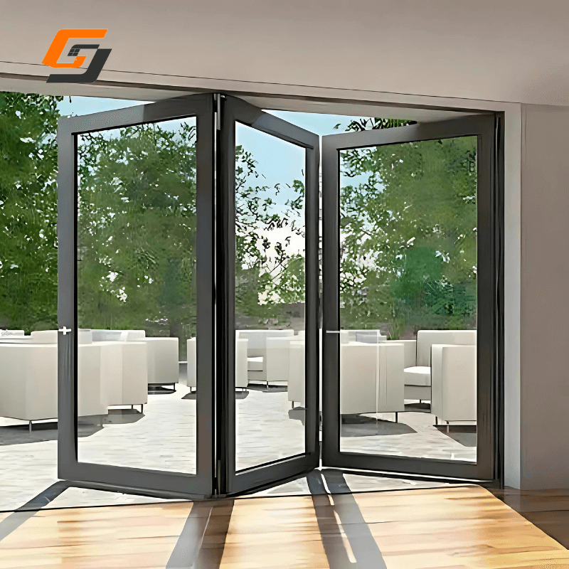 High Security Folding Interior Door Glass Garage Bi Fold Door Aluminum Folding Glass Doors