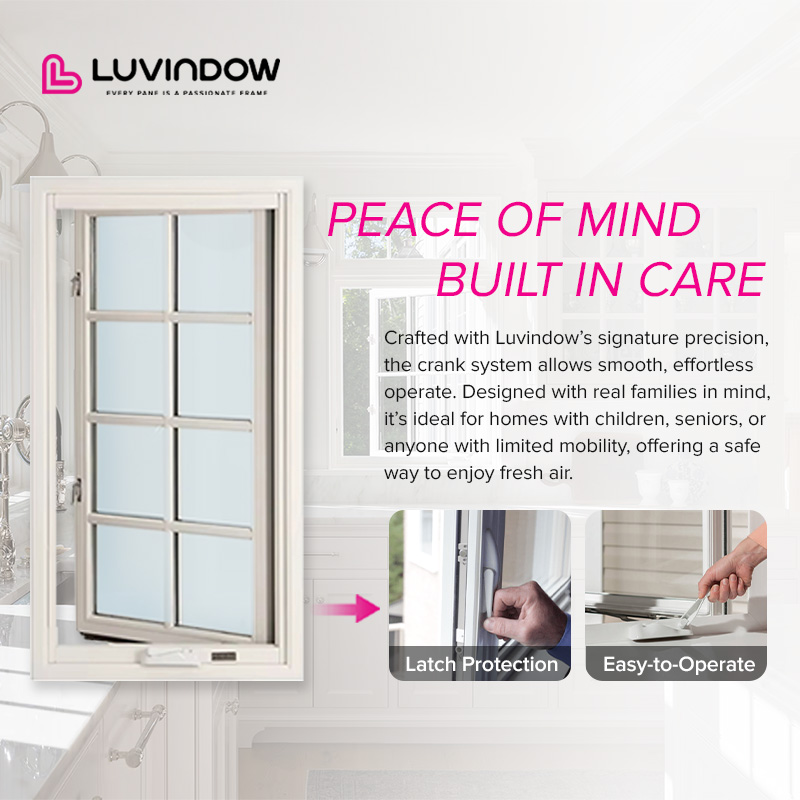 Minimalist Style Easy Operate Crank Casement Window Aluminum Frame for Kitchen Apartment Luxury Villa Installations