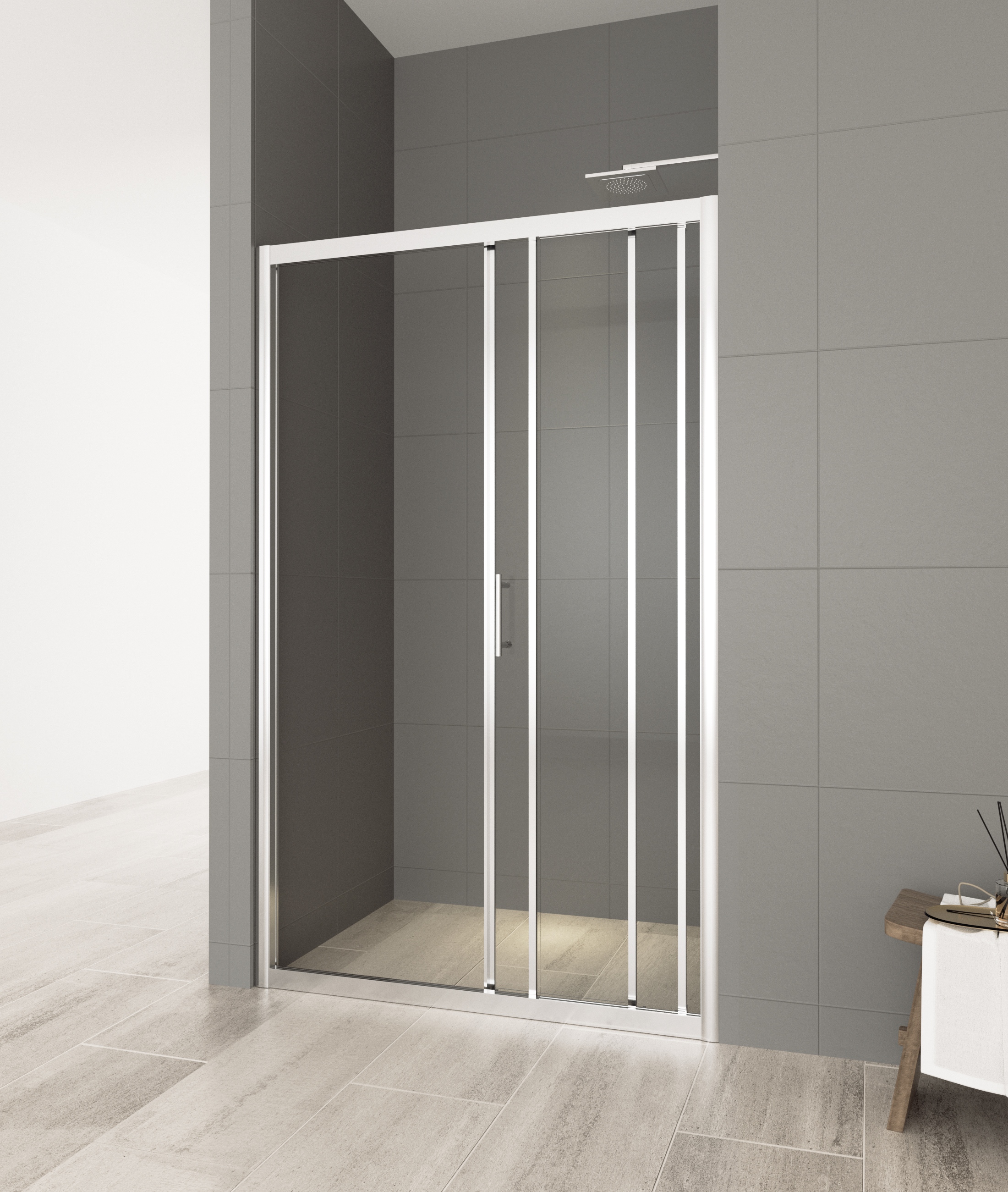 Single Handle Aluminum Frame Tempered Glass Sliding Shower Door