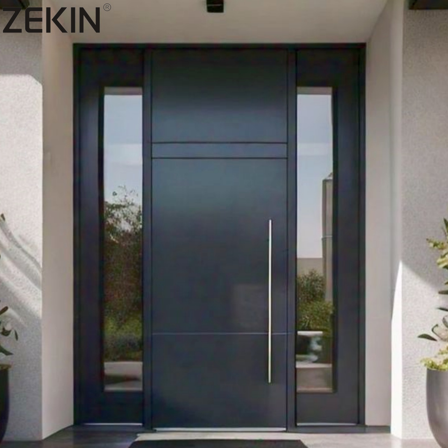 ZEKIN Modern American Design House Heat Insulation Fire Prevention Luxury Entrance Pivot Door House Front Entry Doors