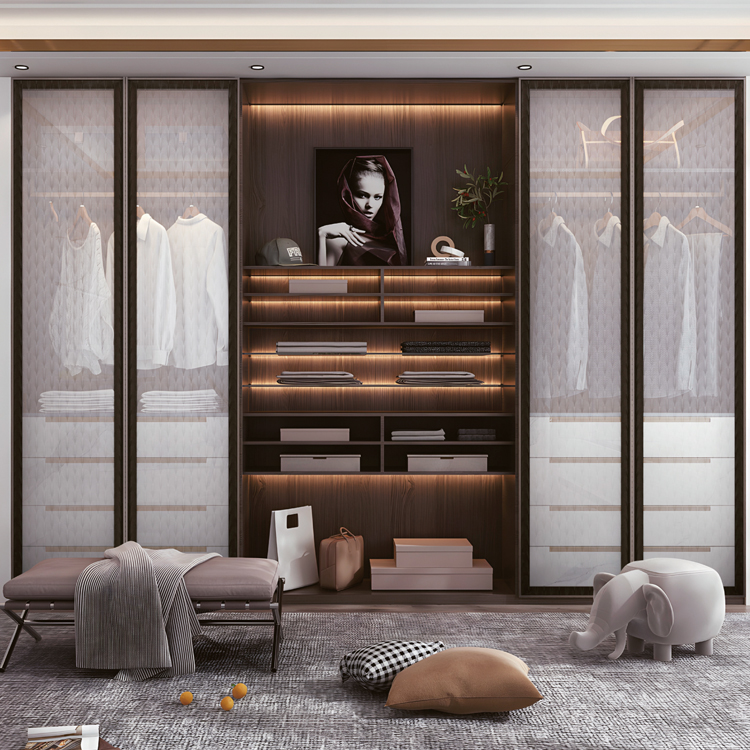Italian Style Luxury Modern Aluminum Profile Frame Closet Doors for Aluminum Closet Glass Door Wardrobe Door