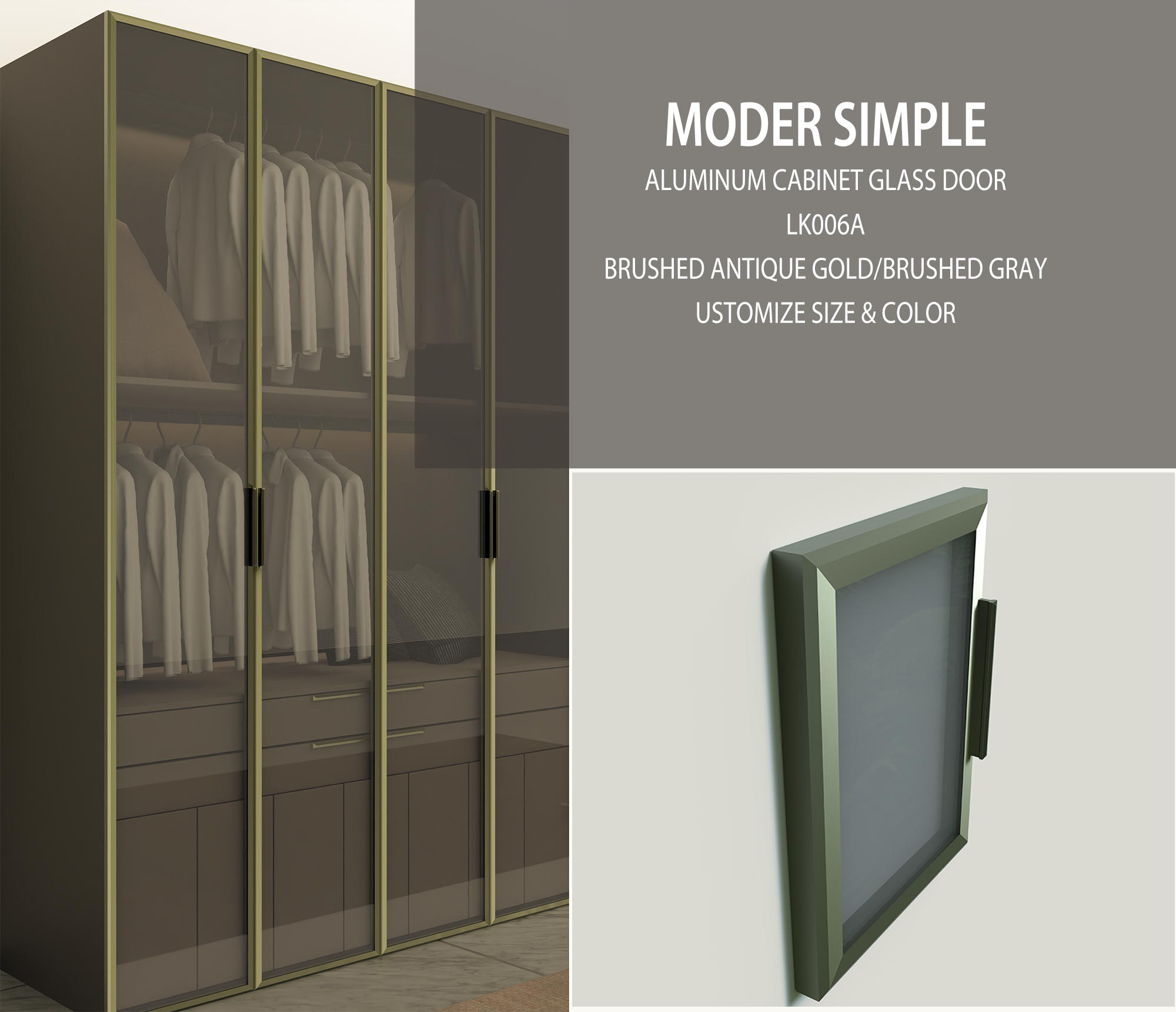 Aluminum Kitchen Cabinet Glass Door