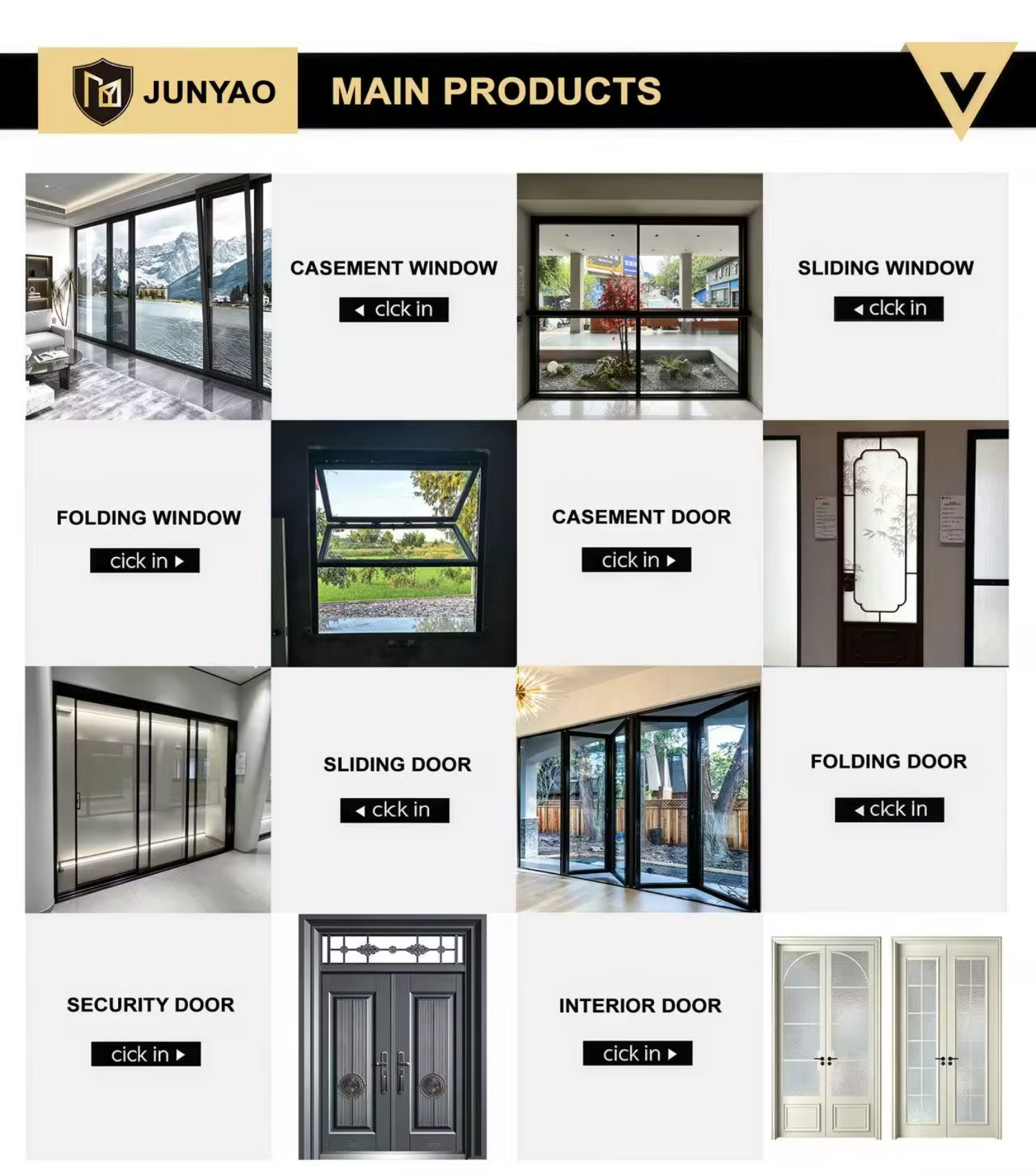 JUNYAO Factory Smooth Glide Roller Track Concertina Fold Aluminium Accordion Doors NFRC CE AS2047 Hotel Residential Villa