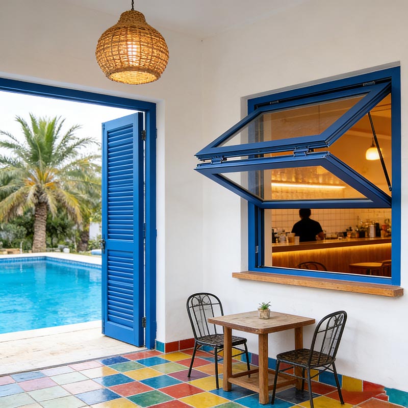 EBON Fold up and Down Terrace Bi-fold Soundproof Aluminum Balcony Large Glass Folding Windows