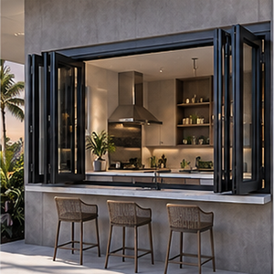New Design Aluminum Glass Folding Windows Bi-fold Soundproof Sliding Terrace