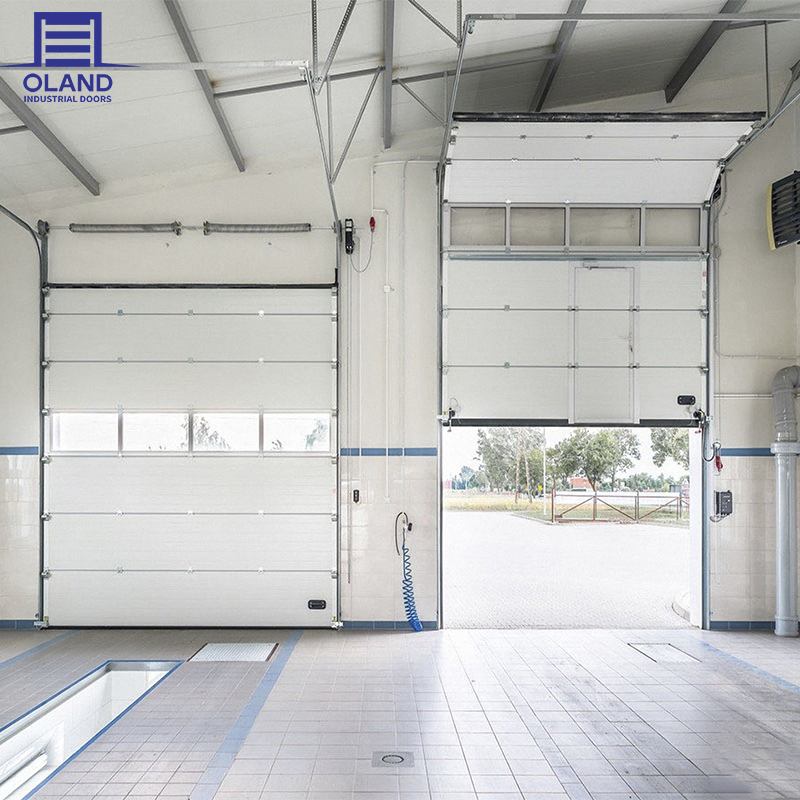 Industrial Overhead Sectional Door Thermal Insulation Aluminum Alloy Construction for Wind-Load Resistant Large Windows Natural