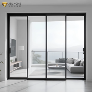 Sliding Glass Doors Black Aluminium High Airtightness Tempered Glass External Aluminum Sliding Glass Door Hurricane Impact