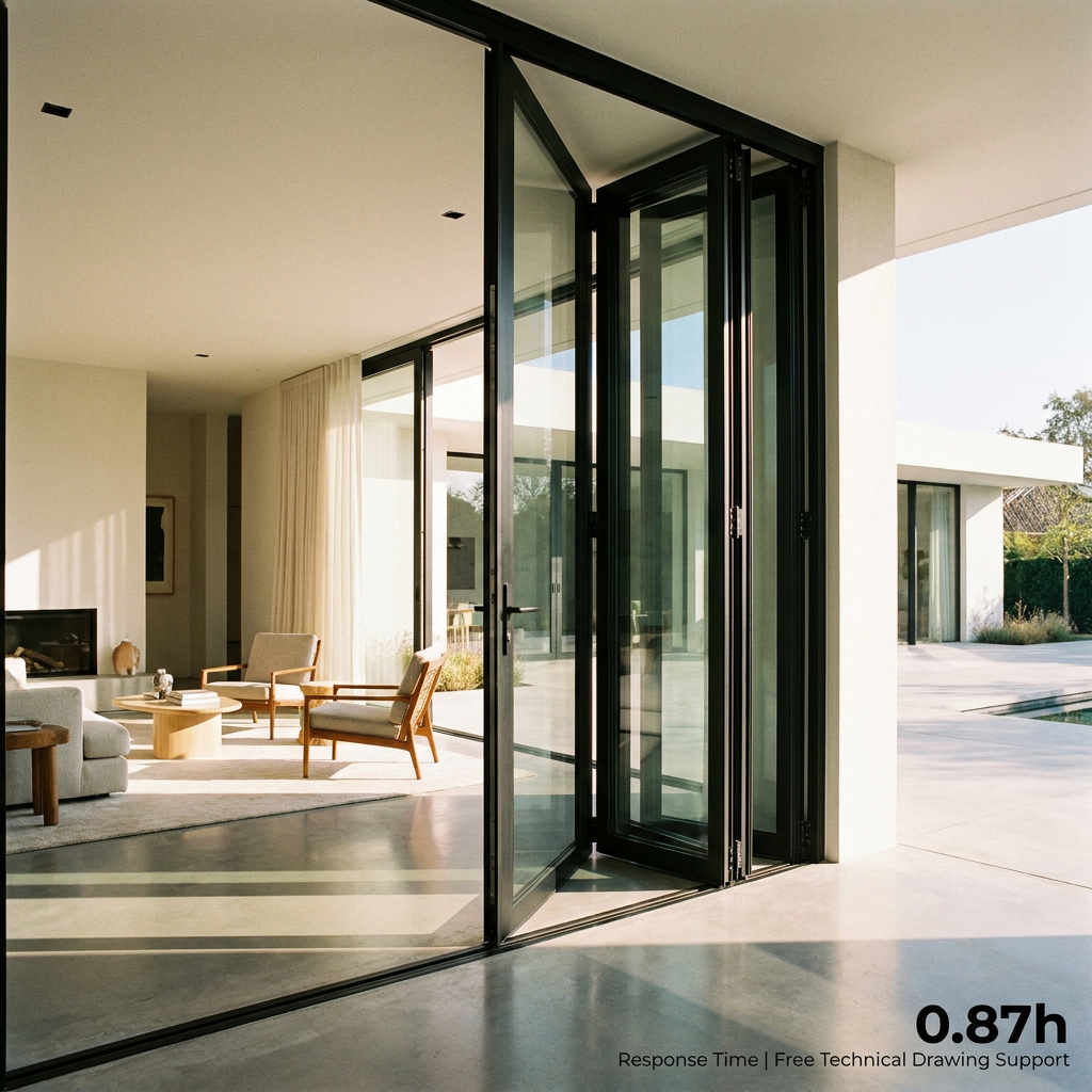 Hurricane Proof Coastal Aluminum Glass Folding Doors Free Drawing Support