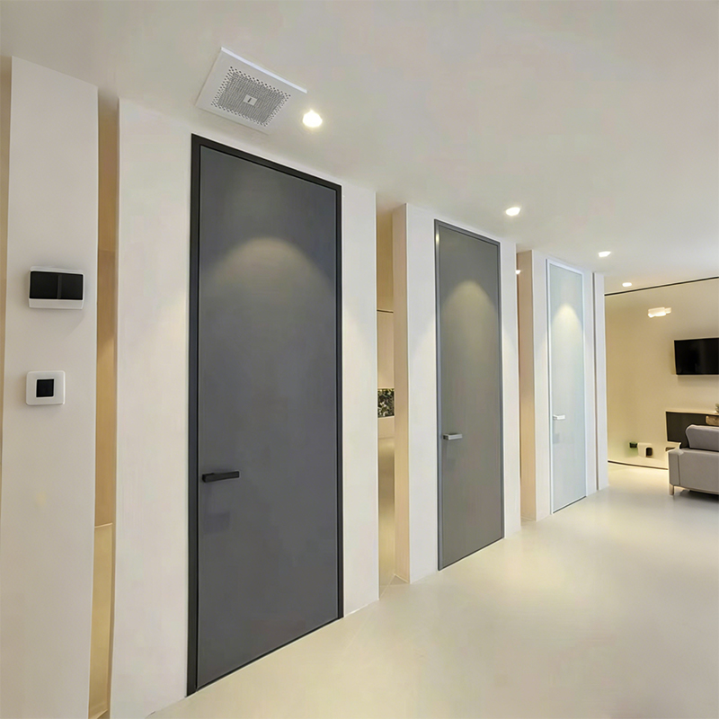 Foshan Manufacturer Modern Interior Aluminum Wooden Frame Swing Door Custom Solution For Residential Room