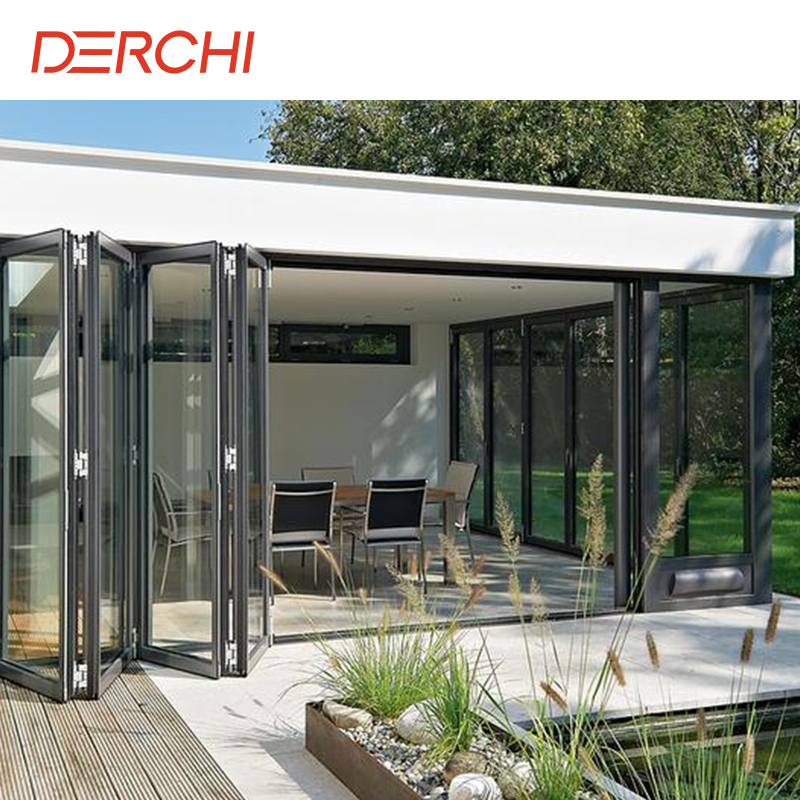 Exterior Waterproof Thermal Break Aluminum Glass Balcony Folding Sliding Door System