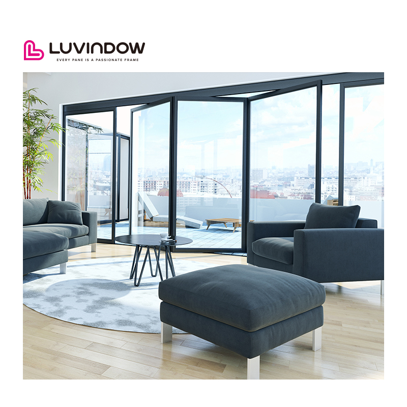Eco Thermal Invisible Slide Perfect Fit Aluminum Folding Doors for North American Wood Frame Villas