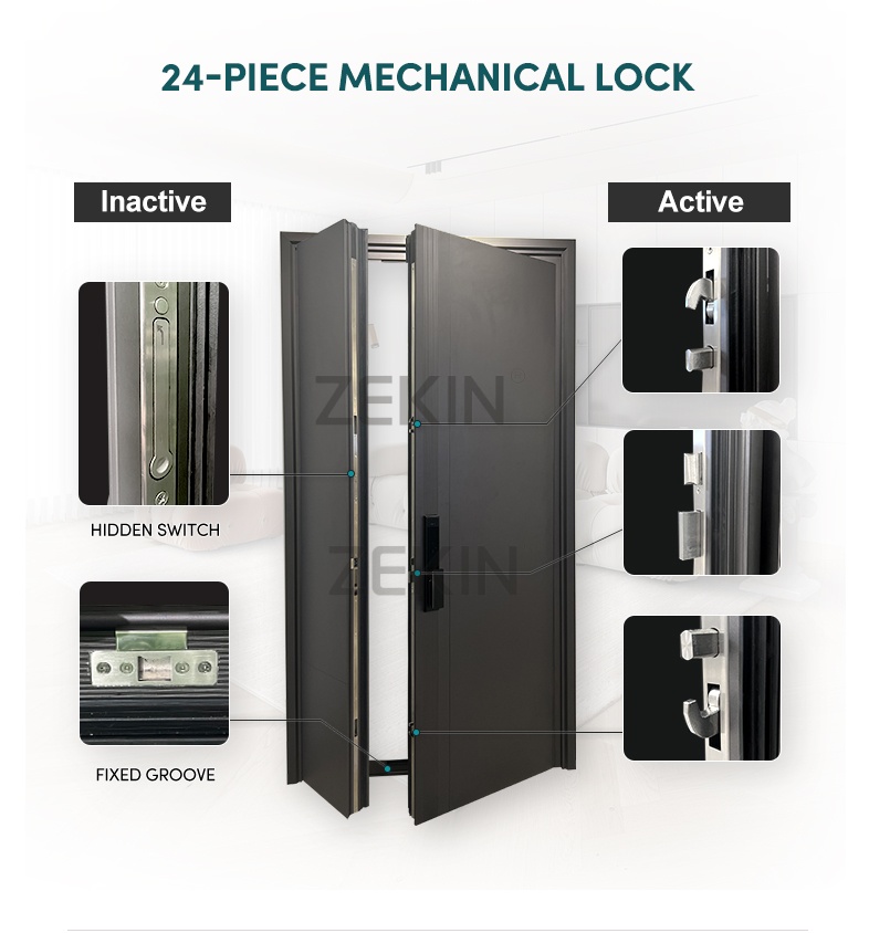 ZEKIN New Design Luxury Entry Aluminum Metal Entrance Door for Houses Villa Main Doors Custom Front Exterior Pivot Door