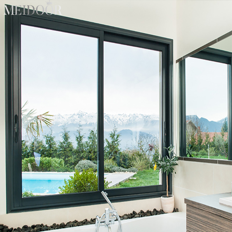 2 Track Manual Powder Coating Surface Slide Aluminum Frame Glass Windows Practical Sliding Window Double Glazed Windows