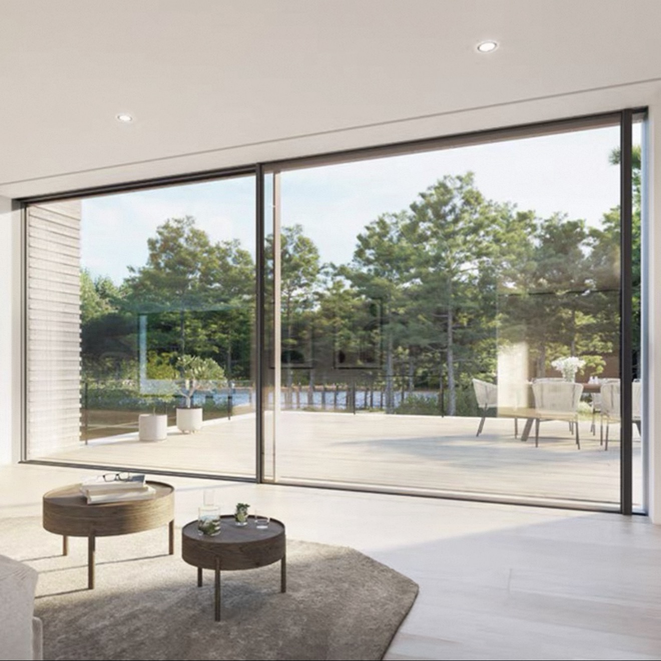 Deyu Ultra-narrow Modern Soundproof Sliding Door Nylon Aluminum Alloy Glass Finished Surface Side Opening for Living Room