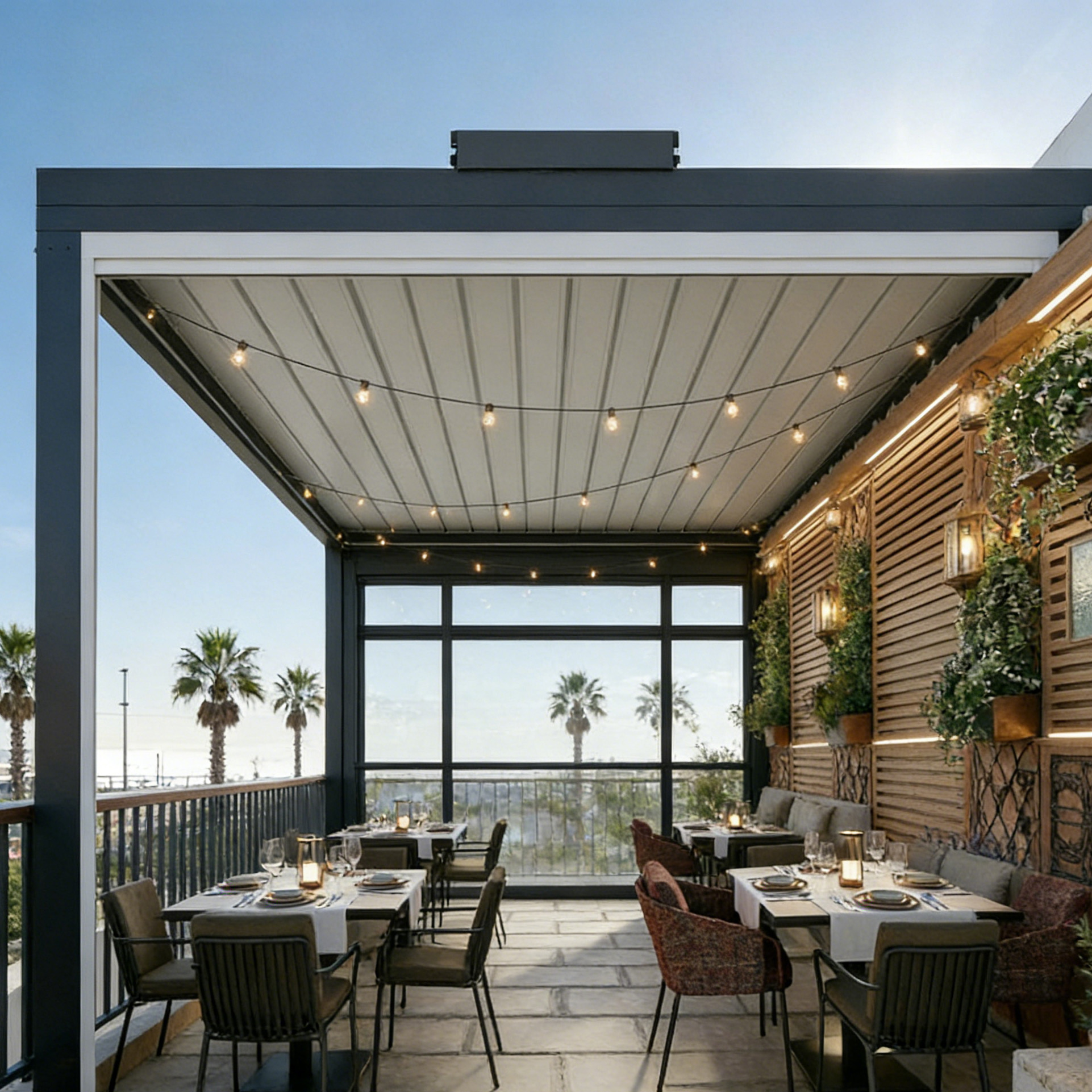 High End Aluminum Alloy Louvred Pergola Sliding Glass Door Premium Primary Customized For Villa Hotel Use Durable Eco-Friendly