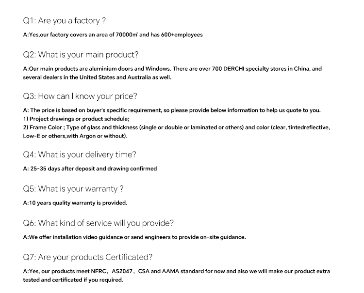 DERCHI Frequently Asked Questions