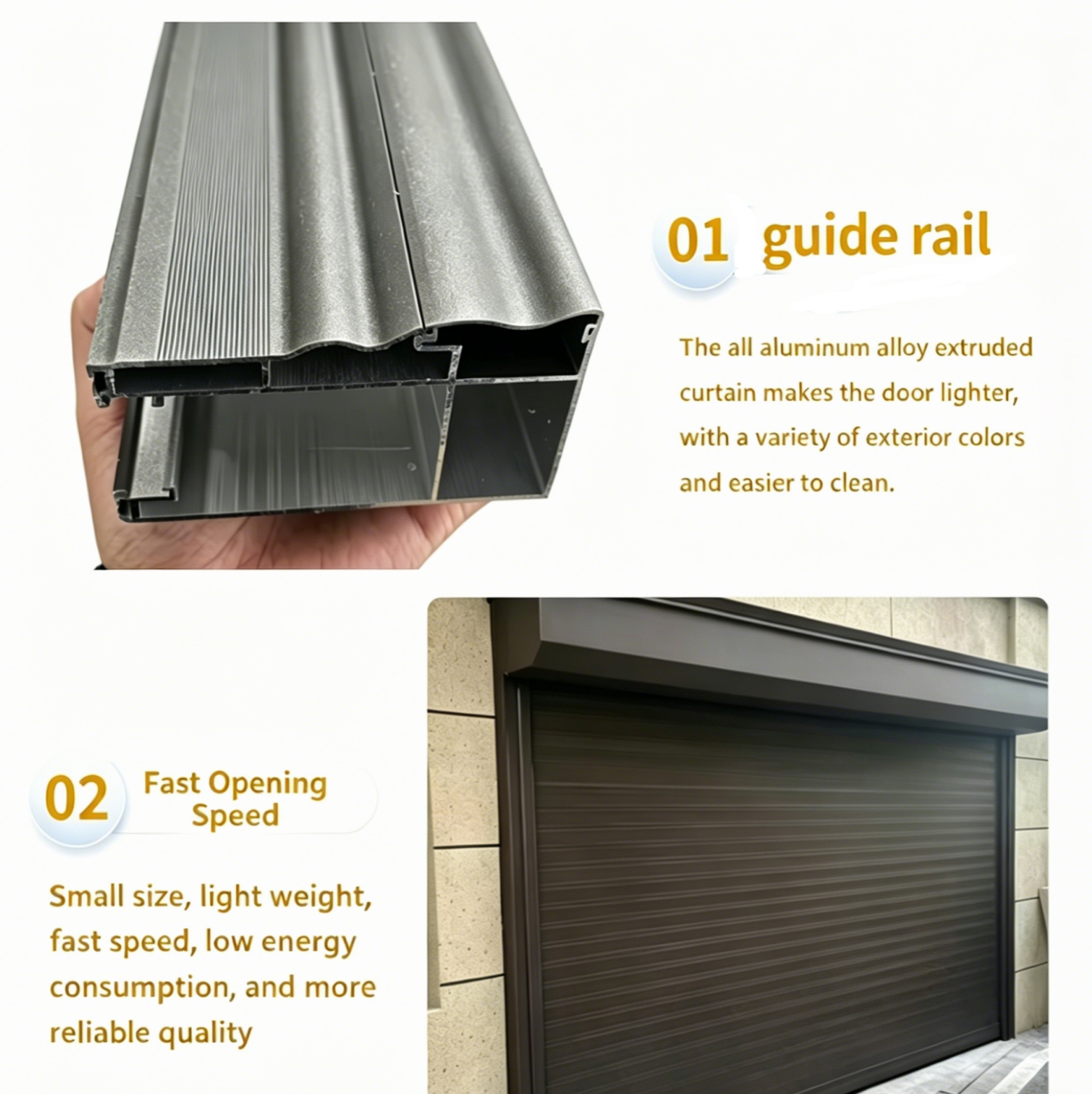 Aluminum Alloy Automatic 10x7 Roll up Insulated Anti-Theft Garage Tambour Door Kit for Outdoor Use