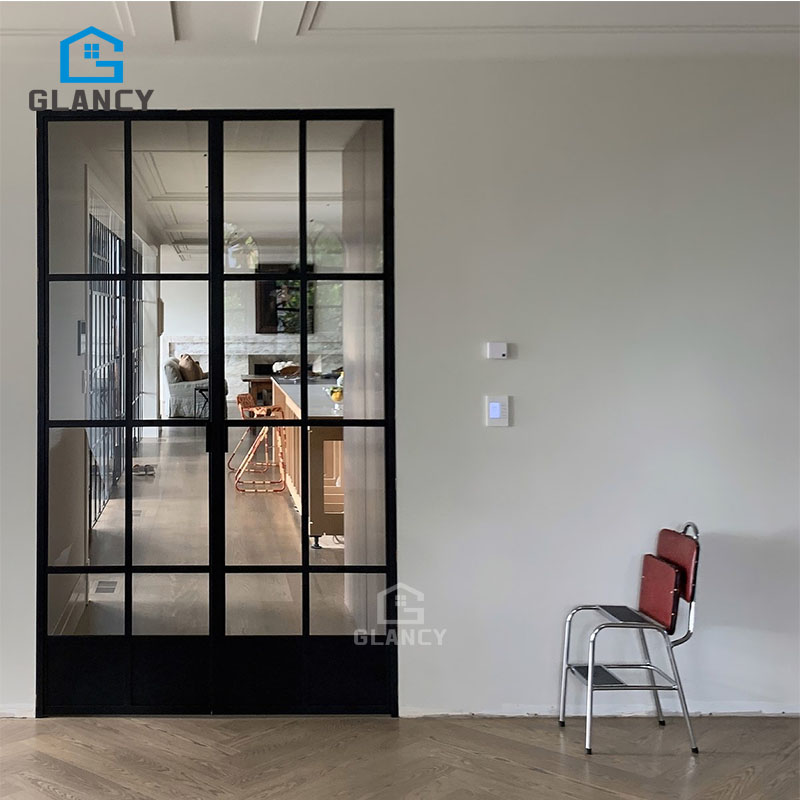 French Exterior Entry Main Modern Glass Arch CE Certified Black Power Interior Exterior Insulation Made of Aluminium Doors