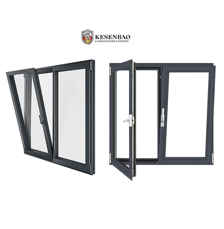 Slim Aluminum Casement Windows Awning windows Ilt And Turn windows Double Glazed Modern Design For Hotel
