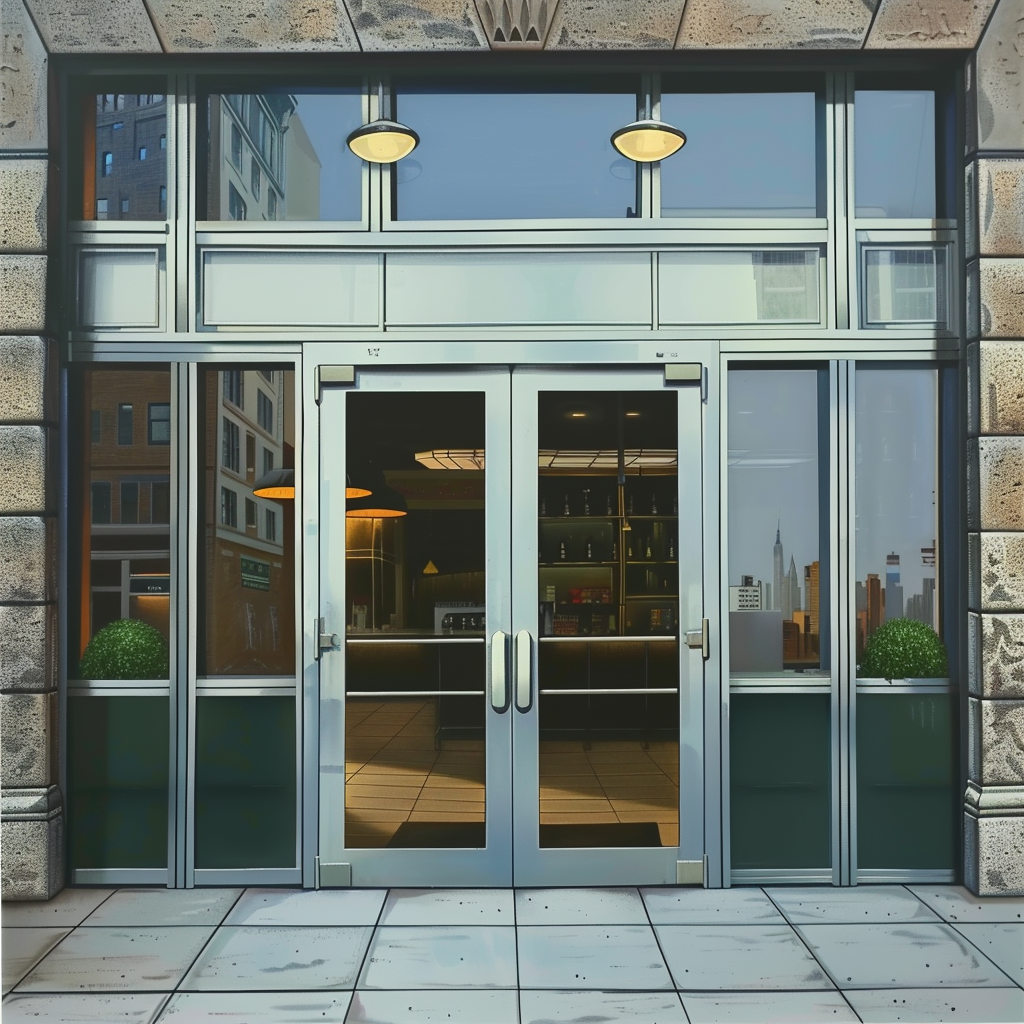 Store Front Door Factory Price Commercial Doors Slidng System Aluminum Frame Tempered Glass Storefront Door