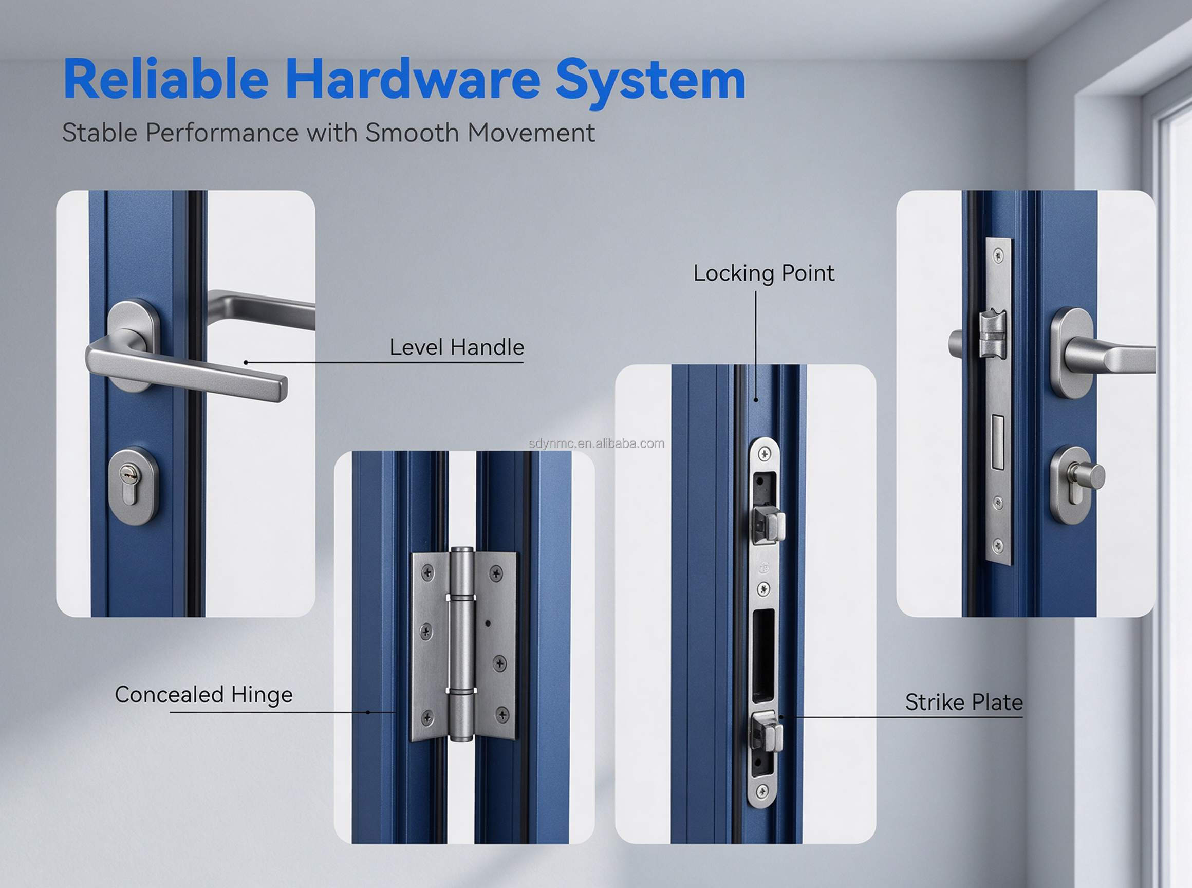 White Aluminum Frame Bathroom Interior Door, Crystal White Oil Sand Safety Glass Toilet Door, Moisture Proof Customized