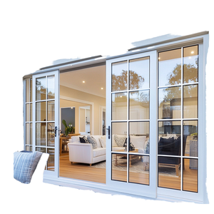 Factory Customized White Aluminum Alloy Glass Door with Grid Strips Contemporary Design for Outdoor Courtyards &amp; Living Rooms