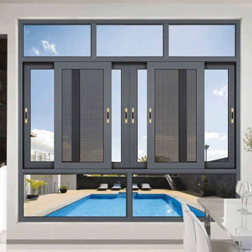 Mesh Maker Direct High Quality Three Pane Top Row Sliding Window With Mosquito Screen Sash for Apartment Block and Office Unit