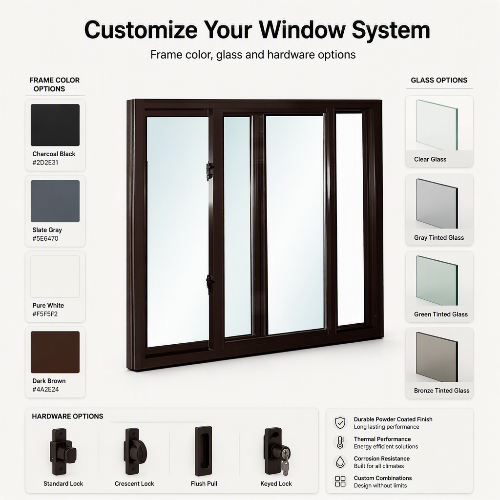 Double Glazing for House Windows, AS2047 AS2088 Two Track Sliding Double Glazed Thermal Break Waterproof Aluminium Windows