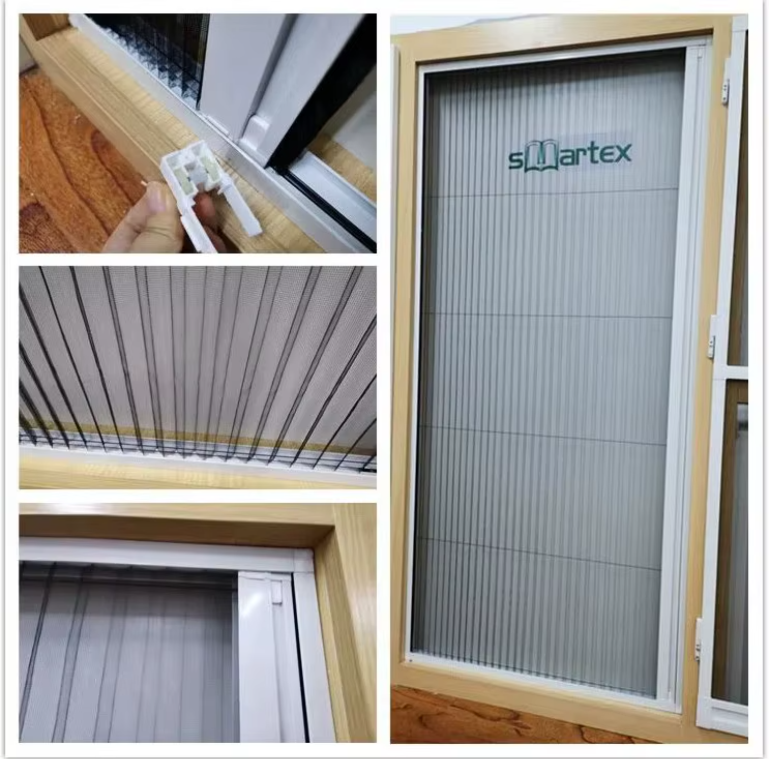 Retractable Screen Mosquito Nets Aluminum Alloy Frame Horizontal Rolling Fiberglass Mesh Pleated Mesh Folding Screen Door