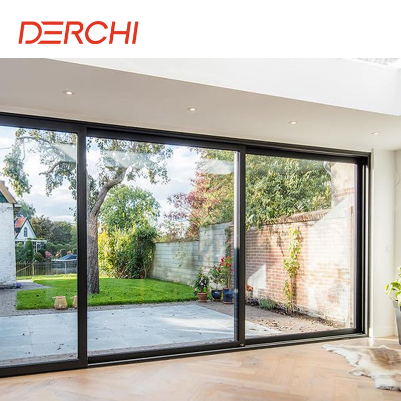 DERCHI Aluminum Windows And Doors Factory Thermal Break Hurricane Impact Aluminium Sliding Patio Glass Doors For House Villa