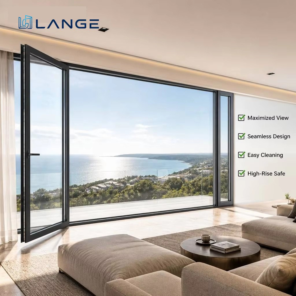 LANGE Luxury Panoramic Sliding Door Frameless Look Patio Door Aluminum Door For For Commercial Building