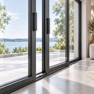 Black Aluminum Alloy Lift and Slide Door Glass Patio Entry Modern Interior Door Waterproof Living Room
