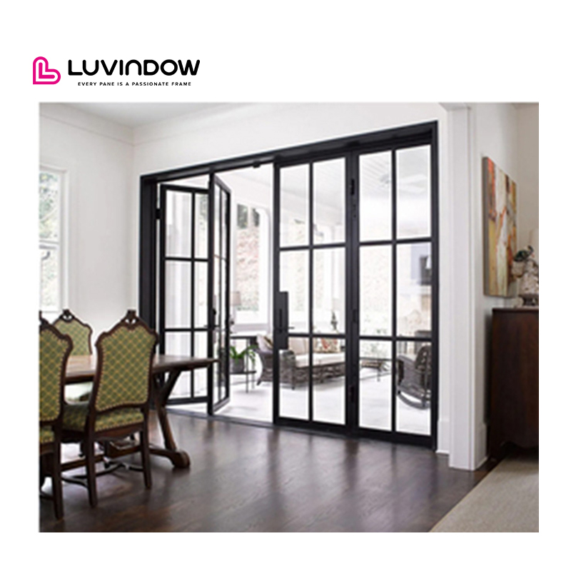 Luvindow High Quality French Double Panel Interior Aluminum Glass Front Door 10-Year Warranty