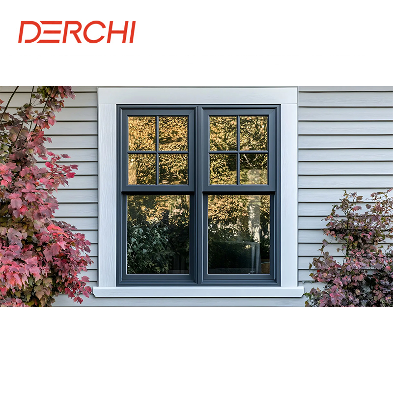 Best Selling Single Hung Window Modern Large Aluminium Commercial Tempered Insulated Vertical Sliding Window for Kitchen