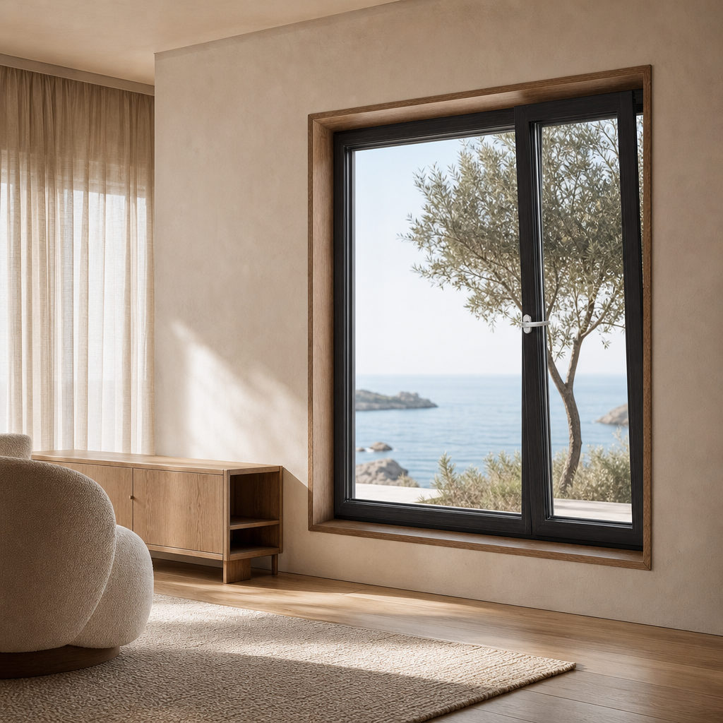 Dual Function Inward Opening Top Hung Multi Point Locking Aluminum Tilt and Turn Window for Coastal Villa Balcony