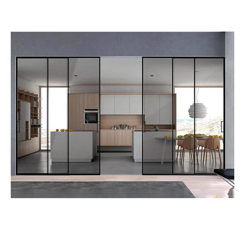 Internal Ultra-narrow Trackless Folding Door Partition Door Toilet Toilet Balcony Living Room Aluminum Alloy Sliding Door Glass