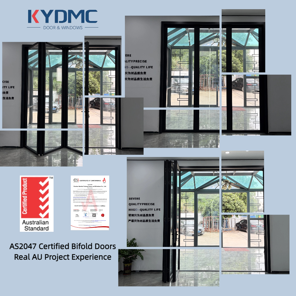 Tempered Glass Aluminum Alloy Slim Frame Bifold Door Large Three Panels Accordion Folding Patio Balcony Garden Bifold Door