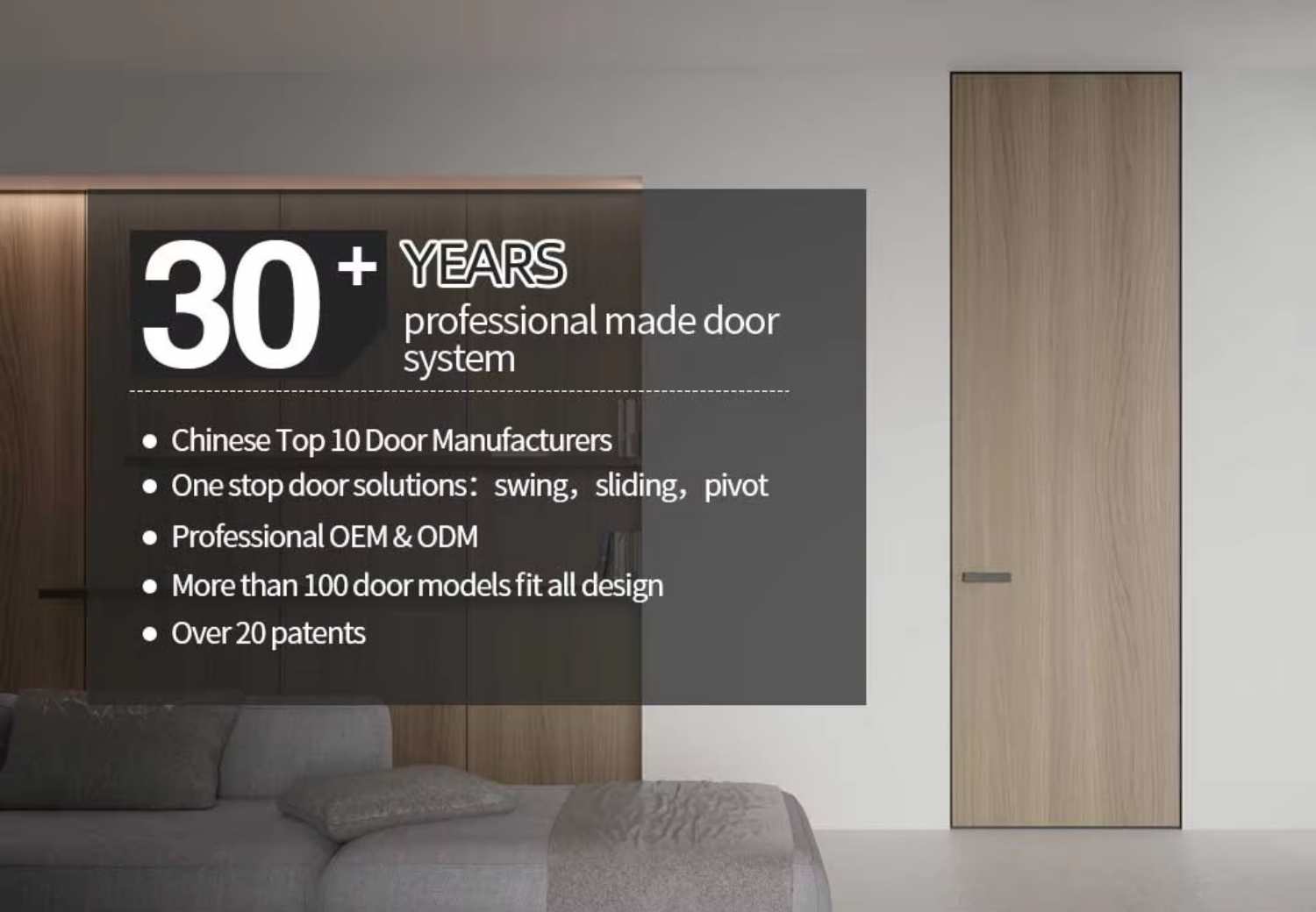 Villa Apartment Sound Insulation Frameless Aluminum Interior Swing Door with Paintable Calcium Silicate Slab Latex & Art Coating