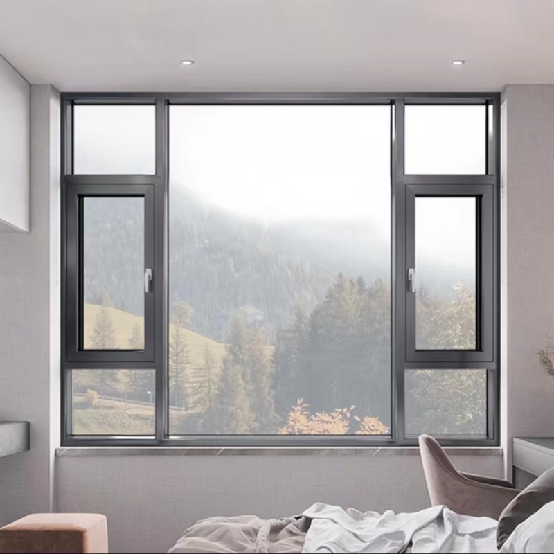 Customized SoundProof Aluminum Alloy Casement Windows Double Glazing Aluminum French Patio Window for House Villa