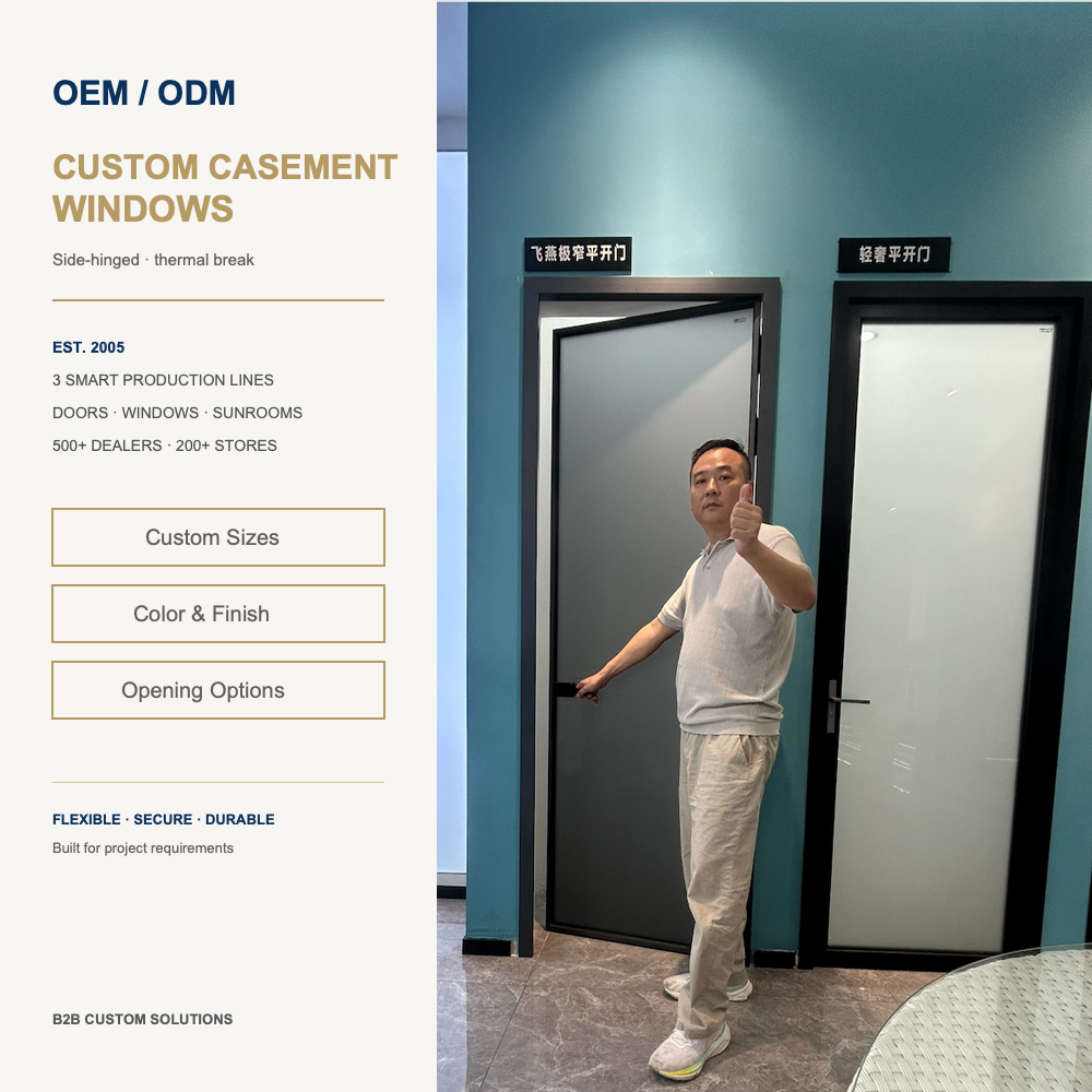 Custom Minimalist Slim Frame Aluminum Swing Door Soundproof Double Glazed Tempered Glass for Interior/Exterior Bathroom Villa