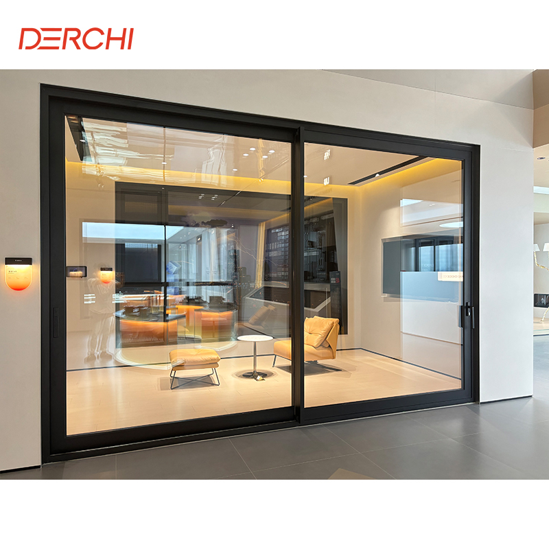 DERCHI Title 24 Building Energy Efficiency Aluminum Sliding Door Outdoor Hurricane Resistant Double Glazed Other Patio Doors