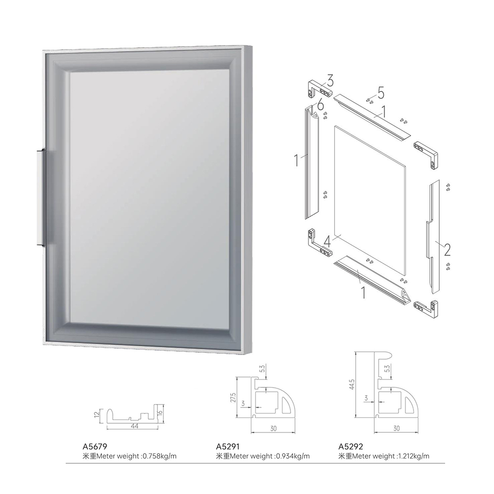 Aluminium Alloy Slim Profile Glass Front Aluminum Frame Cabinet Doors