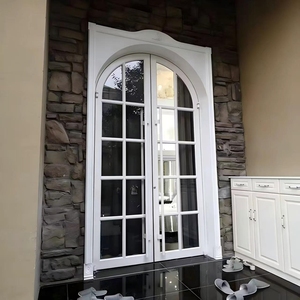 American Modern Commercial Aluminum Double Glass Door Glazed White Windproof Fast Food Restaurant Storefront Entrance