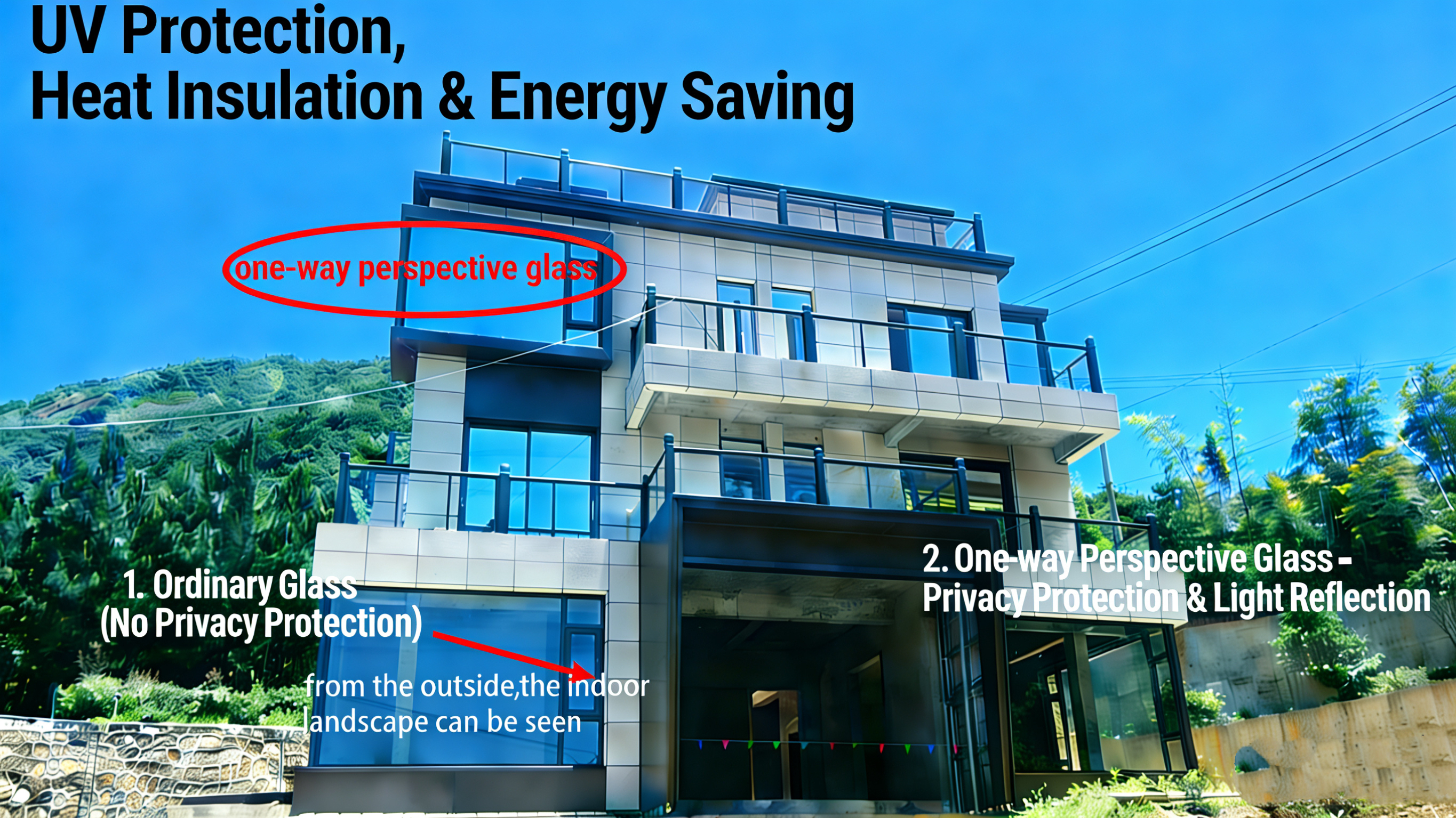 Custom Modern Villa One Way Glass Door-Aluminum Alloy Windows and Doors with Folding Screen Heat Insulation & UV Protection