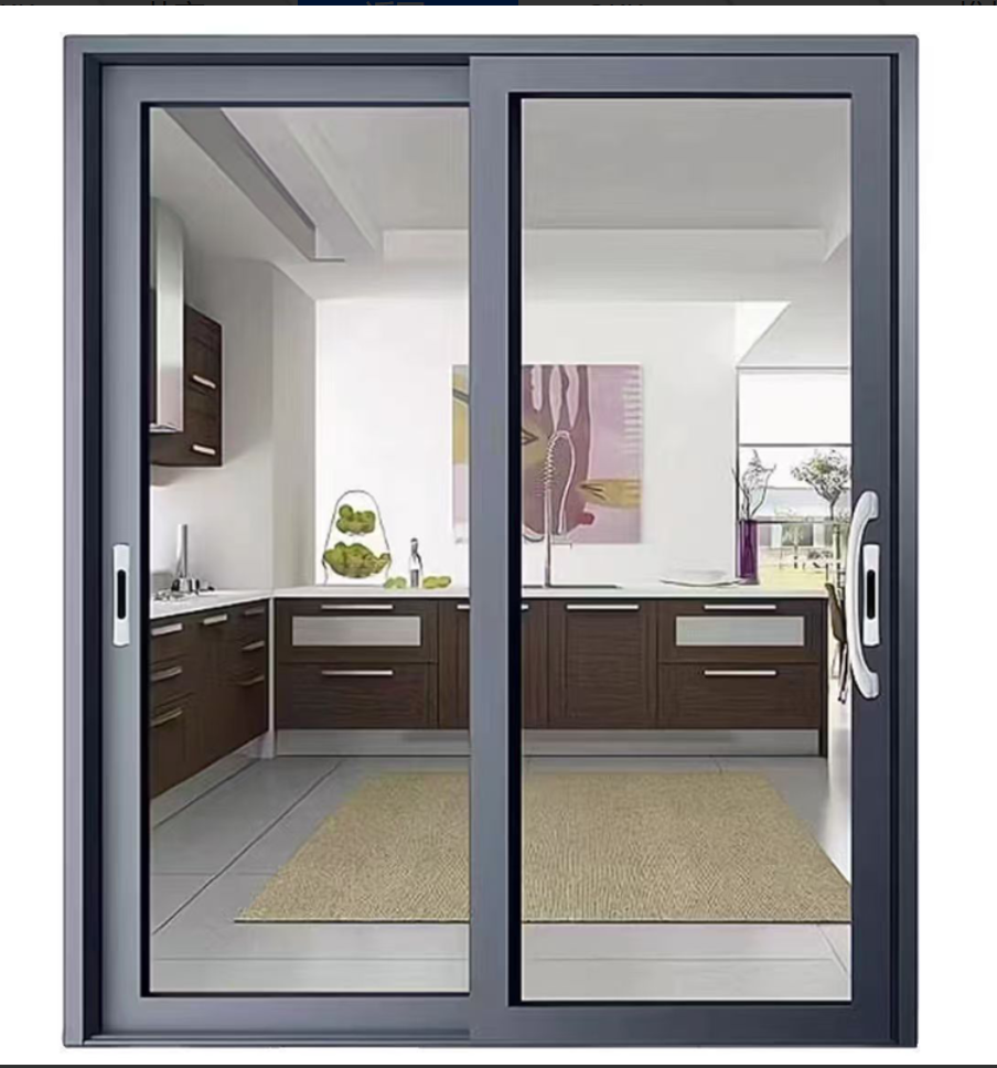 Modern Lift Sliding Doors Clear Glass Stainless Steel Screen Sound Insulation Aluminum Alloy Frame Bedroom