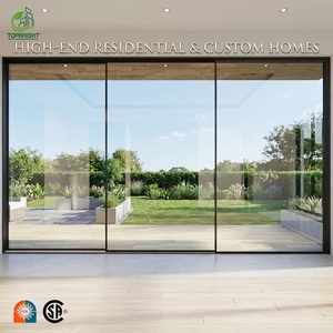 Topbright Custom Double Glazed Thermal Break Glass Doors Modern Minimalist Slim Frame Aluminum Sliding Doors for Luxury Homes