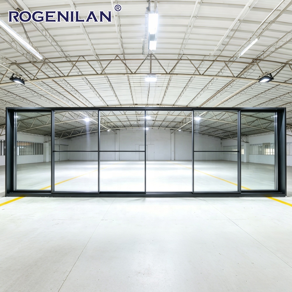 ROGENILAN Customized Aluminum Multi Track Panoramic Sliding Glass Doors Double Tempered Glazed Slide Patio Doors