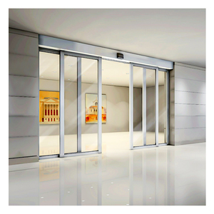 Balcony Patio Doors Metal Back Painted Aluminium Low-e Glass Automatic Sliding Door