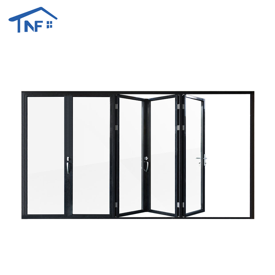 NFRC AS2047 Certified Factory Waterproof Soundproof Folding Aluminium Bifold LOW-E Double Glazing Glass Doors Bi-fold Patio Door