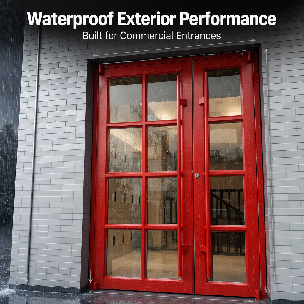 American Modern Commercial Aluminum Double Glass Door Glazed White Windproof Fast Food Restaurant Storefront Entrance